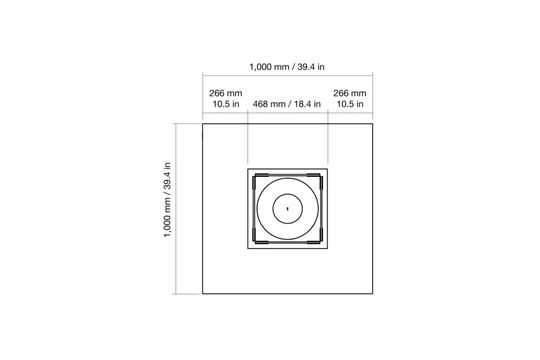 EcoSmart Fire Vertigo 40 top plan with dimensions