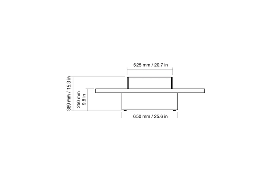 EcoSmart Fire Vertigo 50 elevation with dimensions