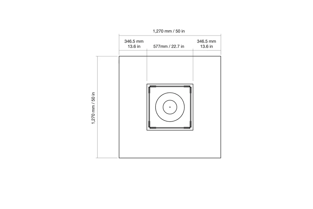 EcoSmart Fire Vertigo 50 top plan with dimensions