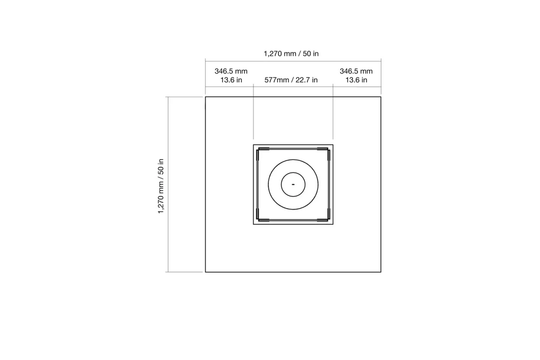 EcoSmart Fire Vertigo 50 top plan with dimensions