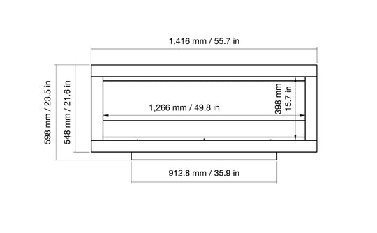 EcoSmart Fire Frame 1200SS front dimensions
