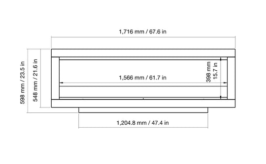 EcoSmart Fire Frame 1500SS front dimensions