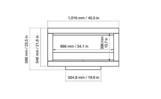 EcoSmart Fire Frame 800SS front dimensions