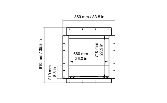 EcoSmart Fire Heritage 26SS front dimensions