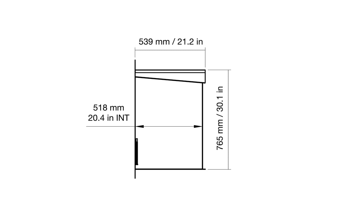 EcoSmart Fire Heritage 26SS side dimensions