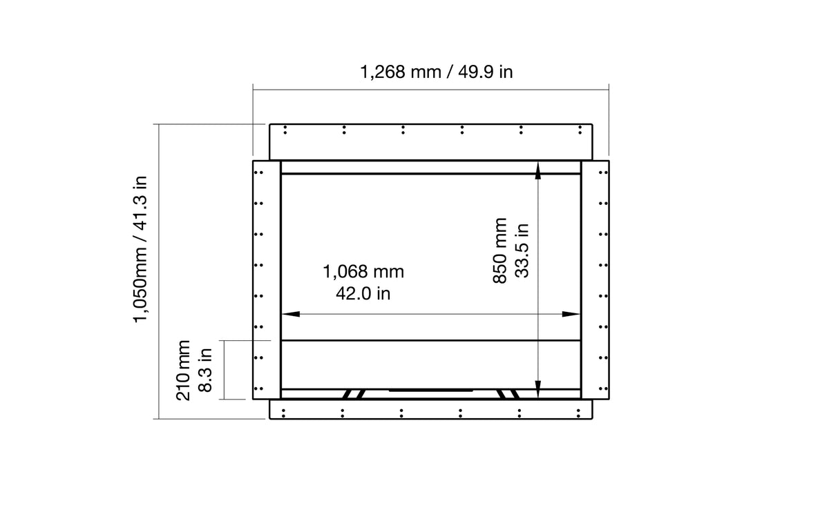 EcoSmart Fire Heritage 42SS front dimensions