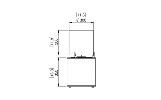EcoSmart Fire Pop 3L side technical dimensions