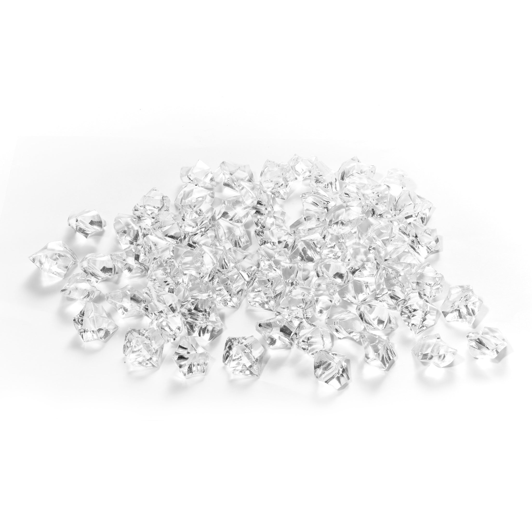 Clear, faceted crystal decorative stones for the Firetti New York Electric Stove Suite on a white background.