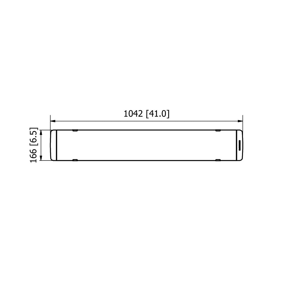 Technical line drawing of the Heatscope Heaters Pure+ 3000W showing dimensions of 1042mm by 166mm.