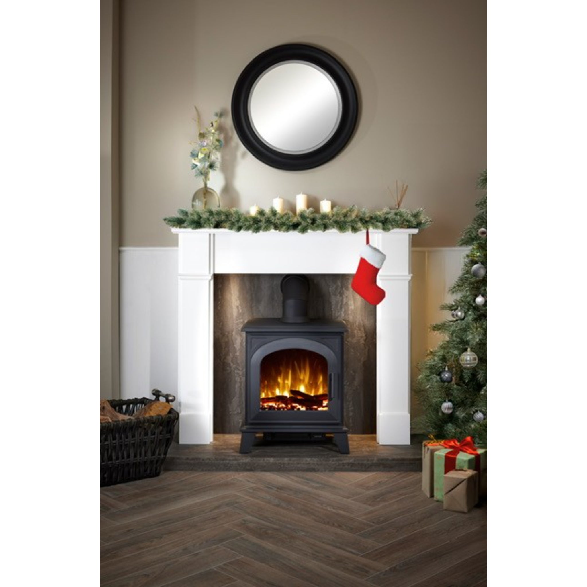 Ravenna Electric Stove – Realistic Log Effect & LED Flames | Firetti by OER Electric Fire-Twilight Fires