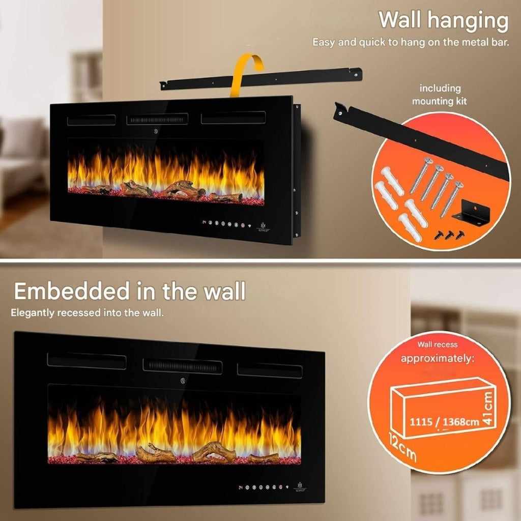 Smart Wifi 60 Inch Media Wall Electric Fire Insert-Twilight Fires