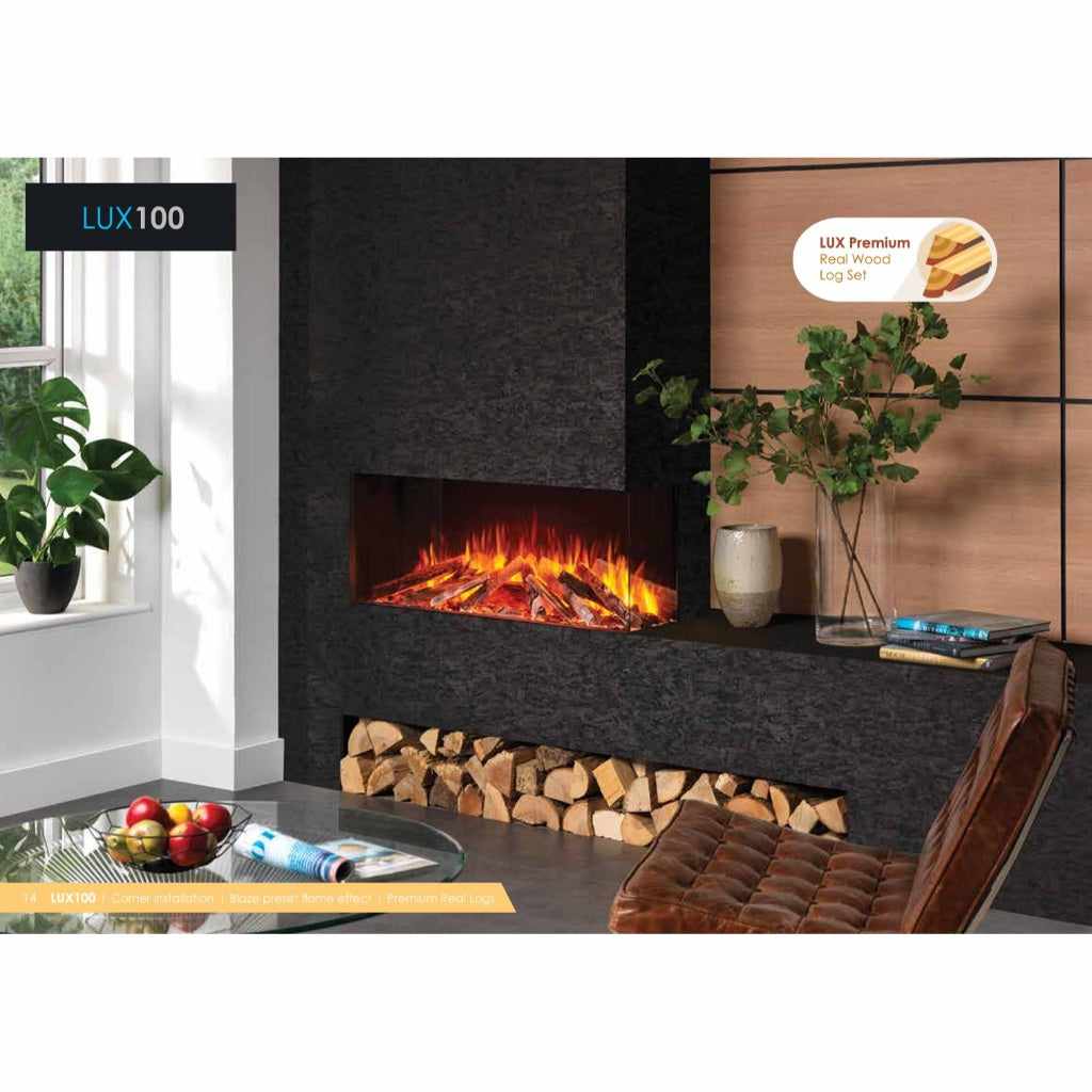Solution Fires LUX 100 1000mm panoramic electric fire for a media wall