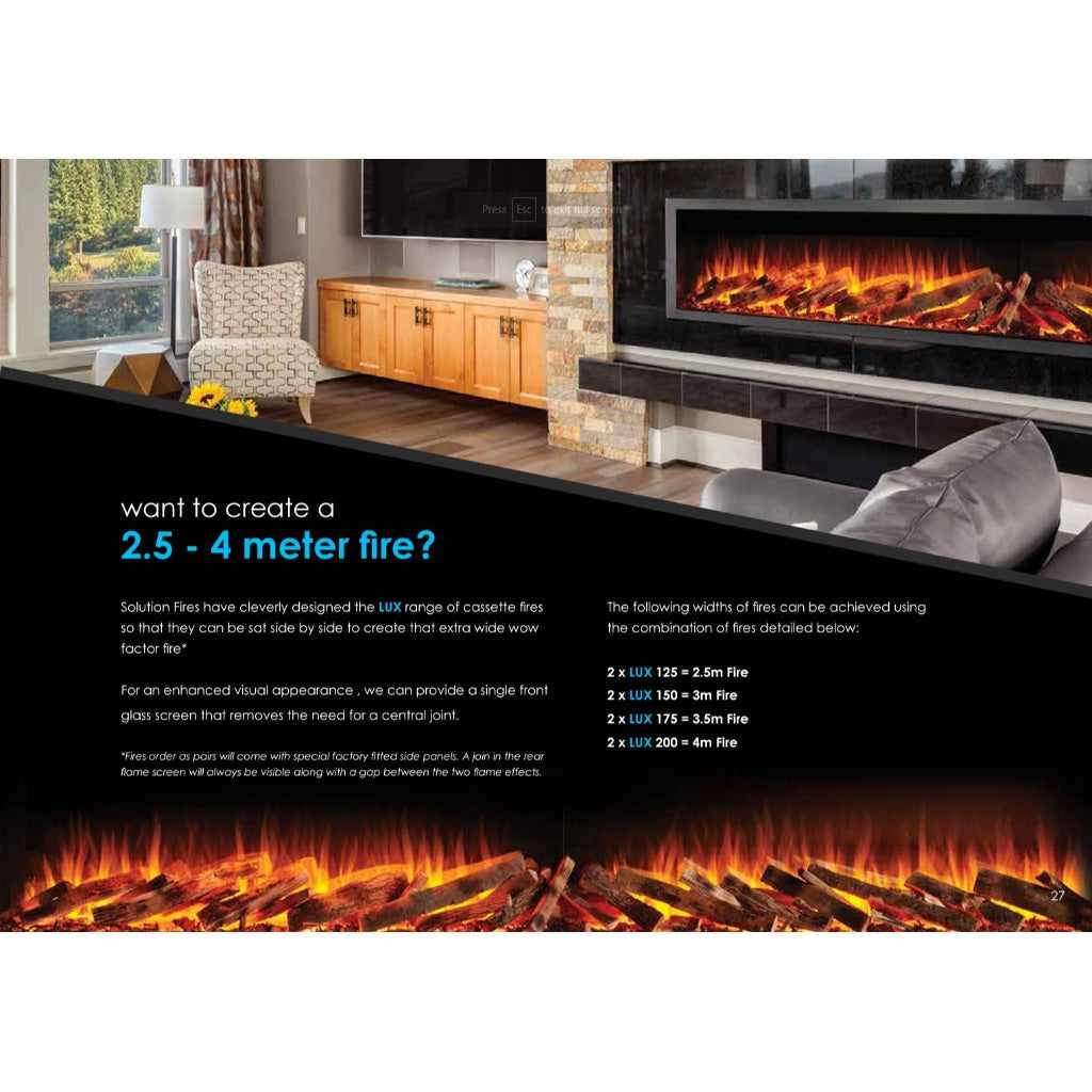 Solution Fires LUX 125 1250mm panoramic electric fire for a media wall