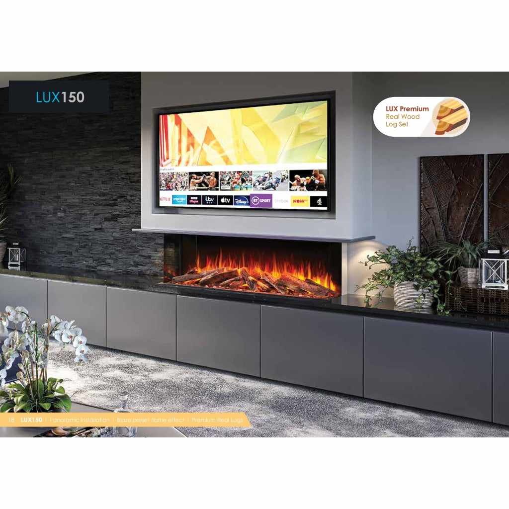 Solution Fires LUX 150 1500mm panoramic electric fire for a media wall