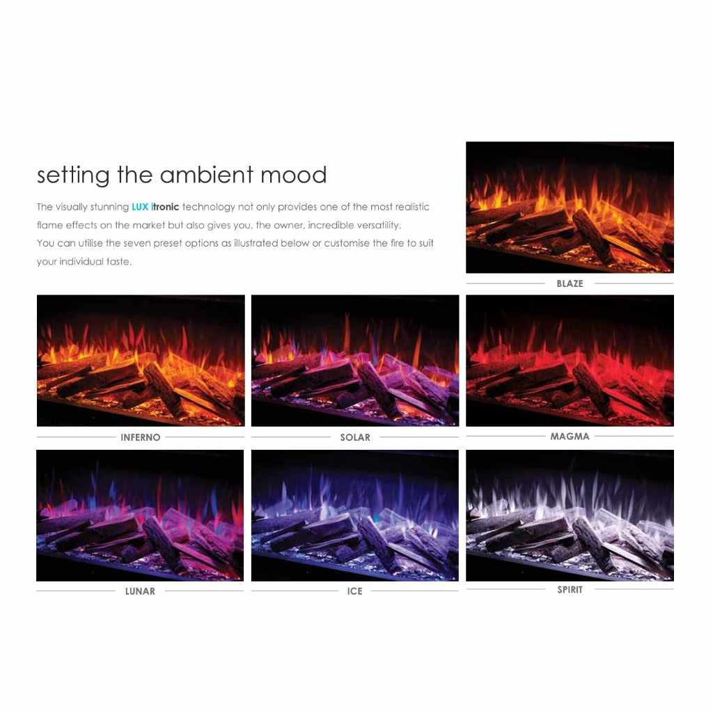Solution Fires LUX 200 2000mm panoramic electric fire for a media wall