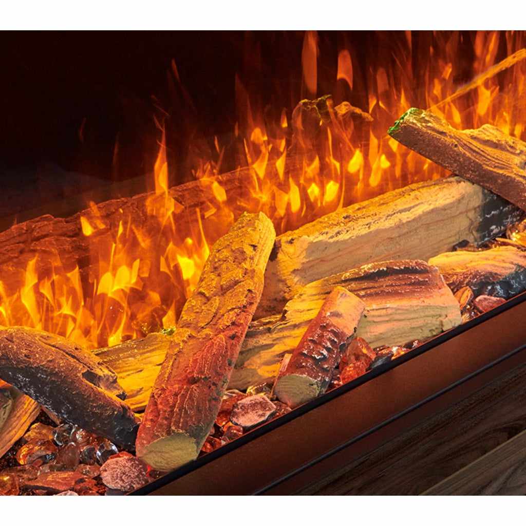 Solution SLE125 HD electric fire featuring realistic logs, glowing embers, and vibrant orange flames.