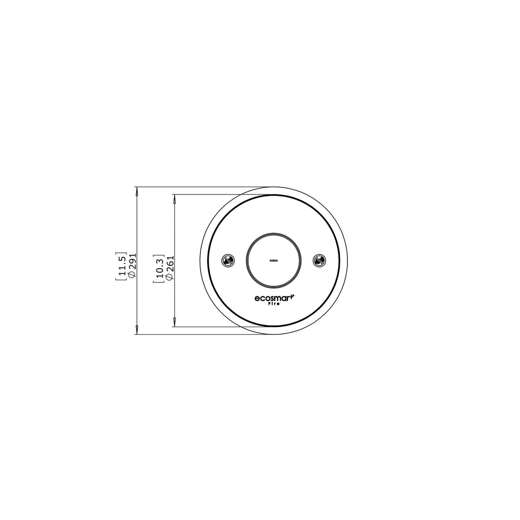 Technical top-down line drawing of the EcoSmart Fire AB3 Ethanol Burner with circular dimension measurements.