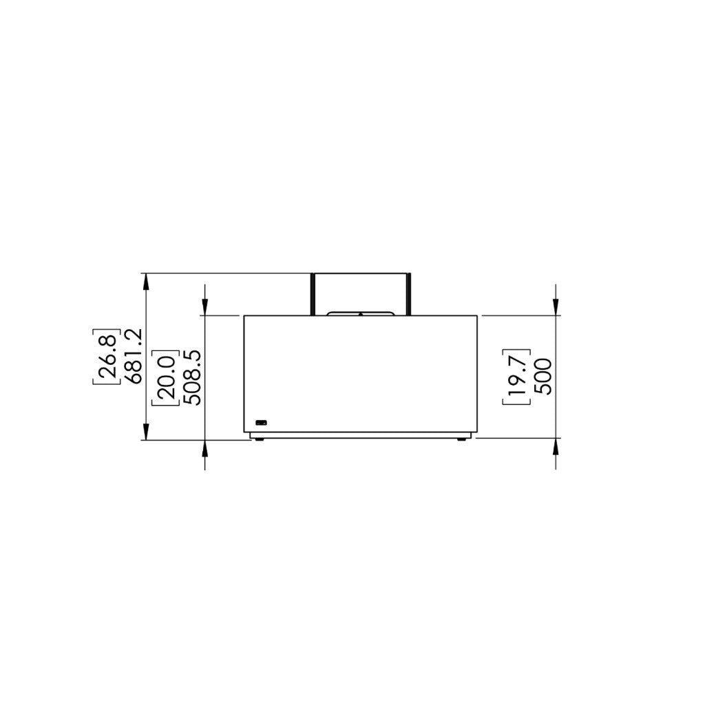 Technical line drawing of the EcoSmart Fire Chaser 38 bioethanol fire pit table showing side view dimensions.