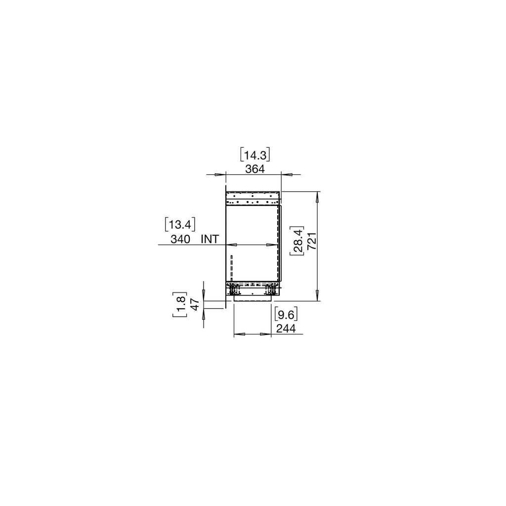 Technical line drawing of the EcoSmart Fire Flex 18 showing side profile dimensions in millimetres.