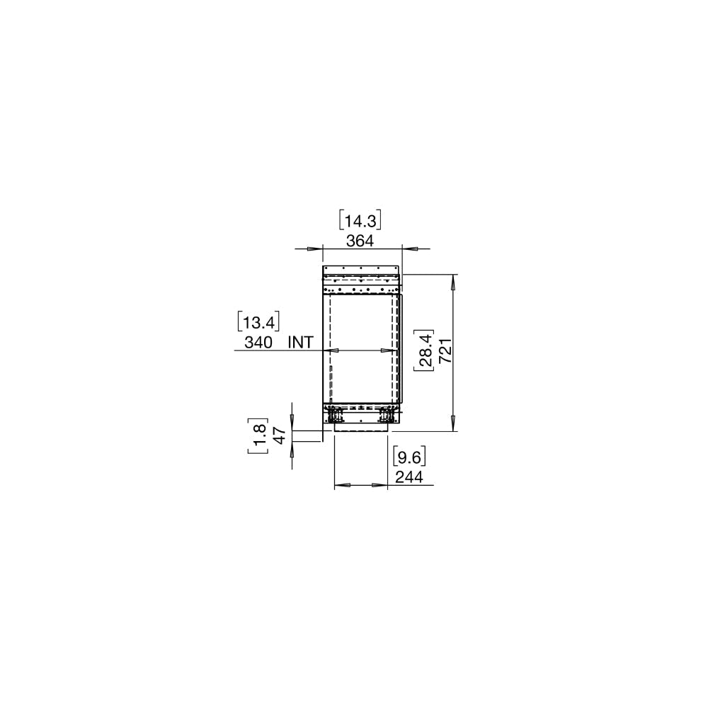 Technical line drawing of the EcoSmart Fire Flex 18 showing side profile dimensions in millimetres and inches.