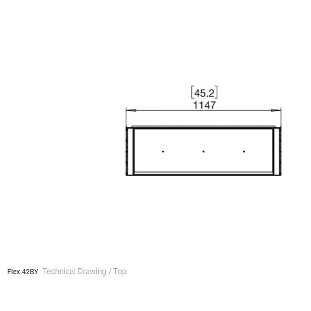 Technical top-down line drawing of the EcoSmart Fire Flex 42 showing a width measurement of 1147mm.