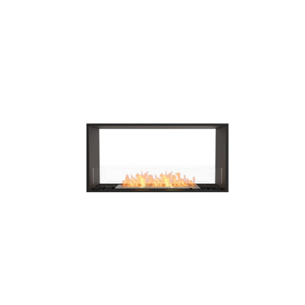 EcoSmart Fire Flex 42 bioethanol fireplace with a black rectangular frame, glass screen, and orange flames.