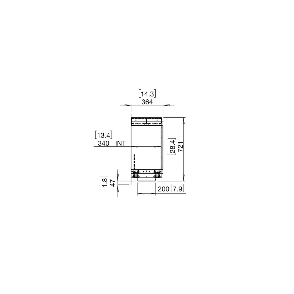 Technical line drawing showing side profile dimensions for the EcoSmart Fire Flex 50 Bioethanol Fireplace Insert.