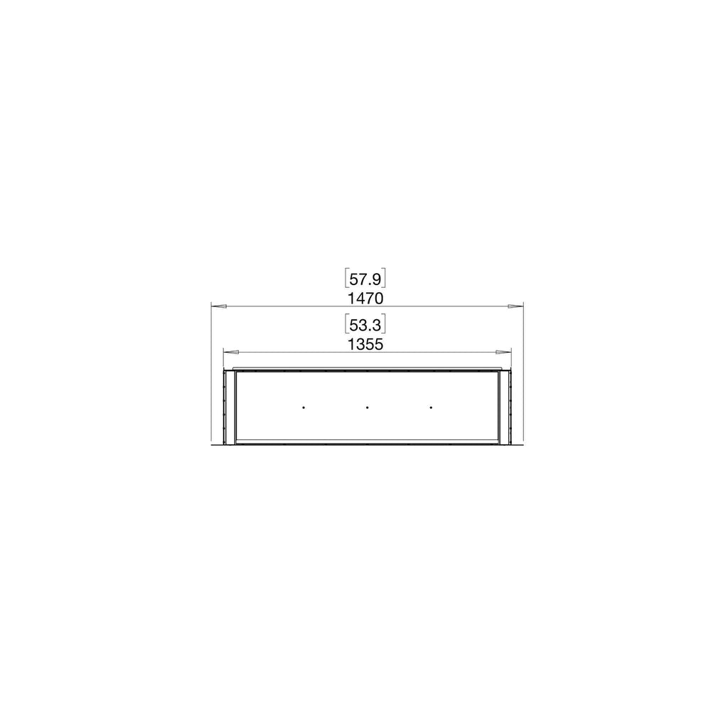 Technical line drawing of EcoSmart Fire Flex 50 fireplace insert showing dimensions in millimetres and inches.