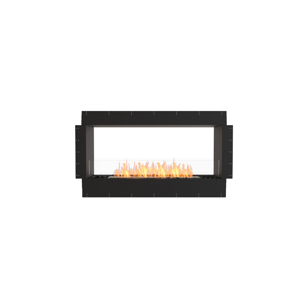 EcoSmart Fire Flex 50 bioethanol fireplace insert with a black rectangular frame and visible orange flames.
