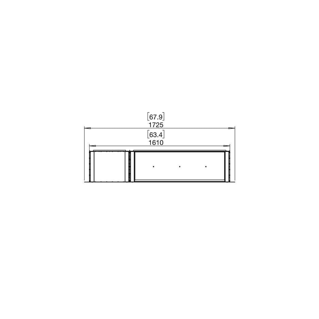 Technical line drawing of the EcoSmart Fire Flex 60 bioethanol fireplace showing dimensions in millimetres.