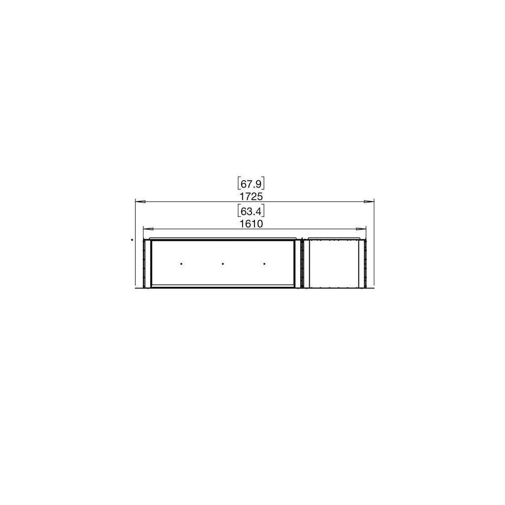 Technical line drawing of the EcoSmart Fire Flex 60 bioethanol fireplace insert showing front dimensions.