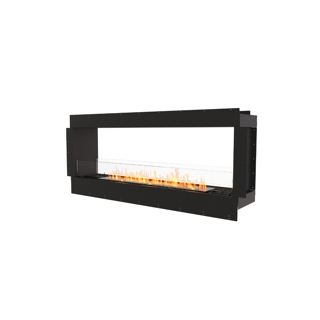 EcoSmart Fire Flex 68 bioethanol fireplace insert with a black rectangular frame and visible orange flames.