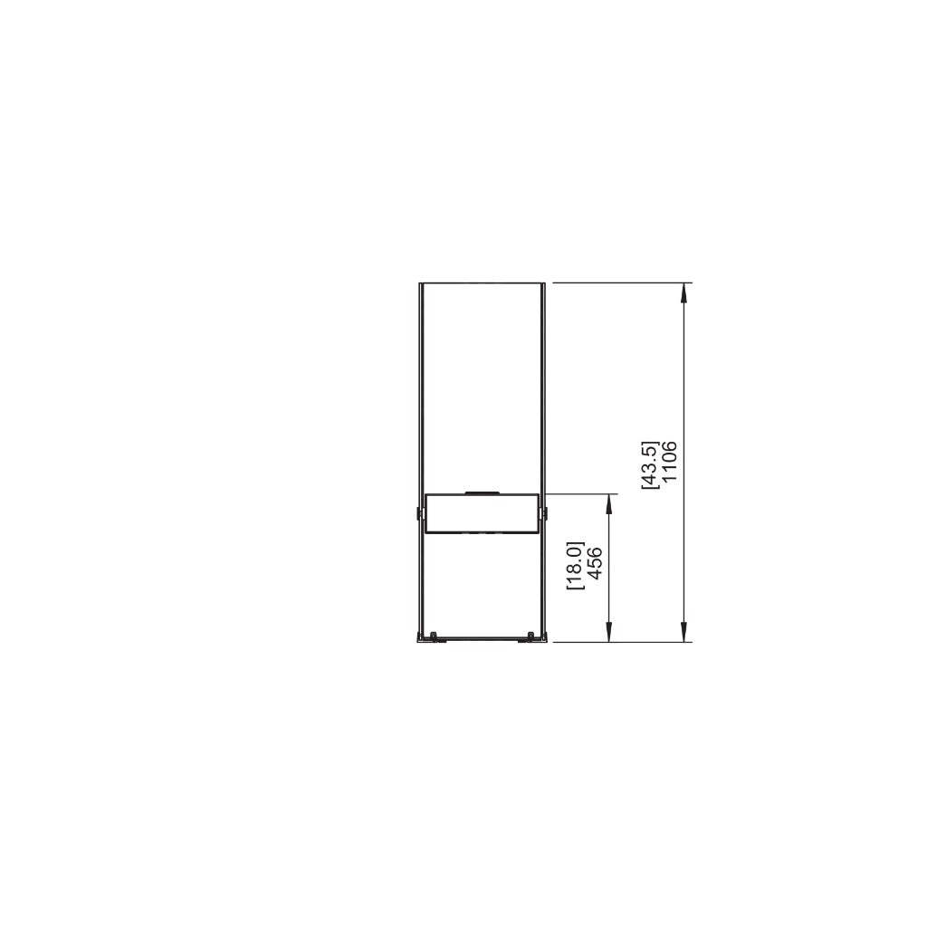 Technical line drawing of the EcoSmart Fire Ghost Bioethanol Fireplace showing front elevation dimensions.