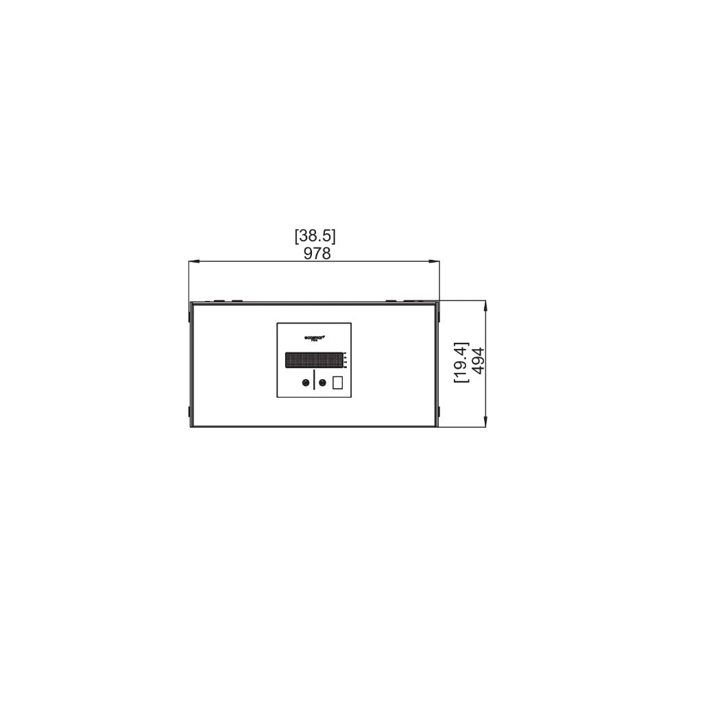 Technical line drawing of the EcoSmart Fire Igloo showing top-down dimensions of 978mm by 494mm.