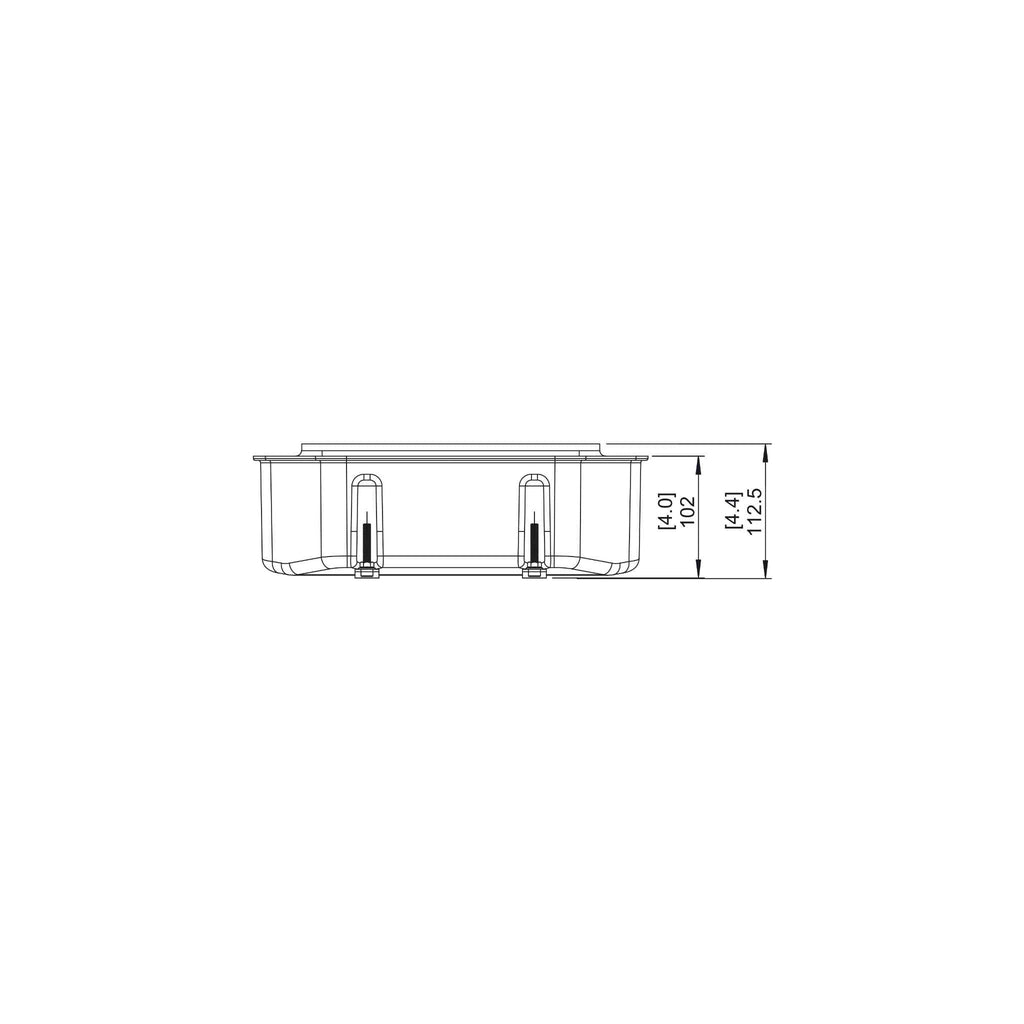 Technical line drawing of the EcoSmart Fire VB2 Ethanol Burner showing side profile dimensions in millimetres.