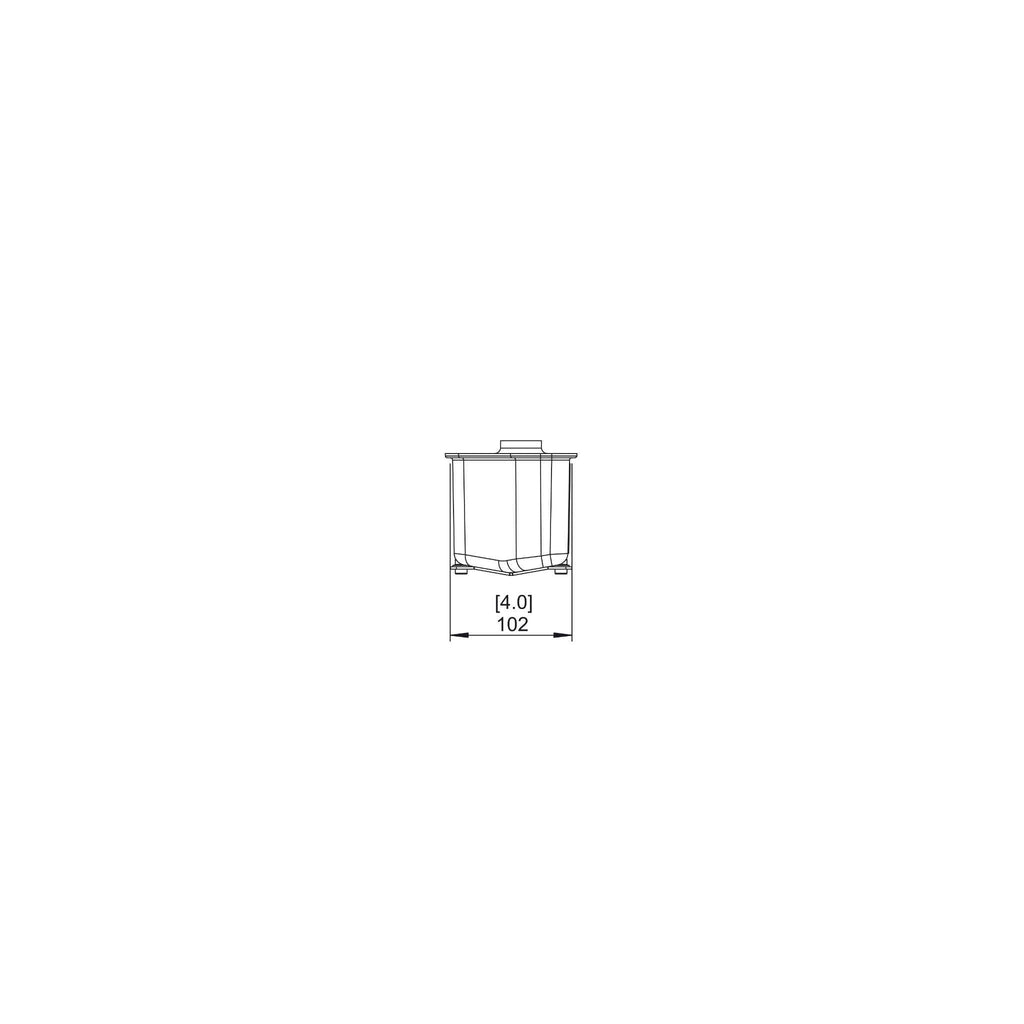 Technical line drawing of the EcoSmart Fire VB2 Ethanol Burner showing a 102mm width dimension.