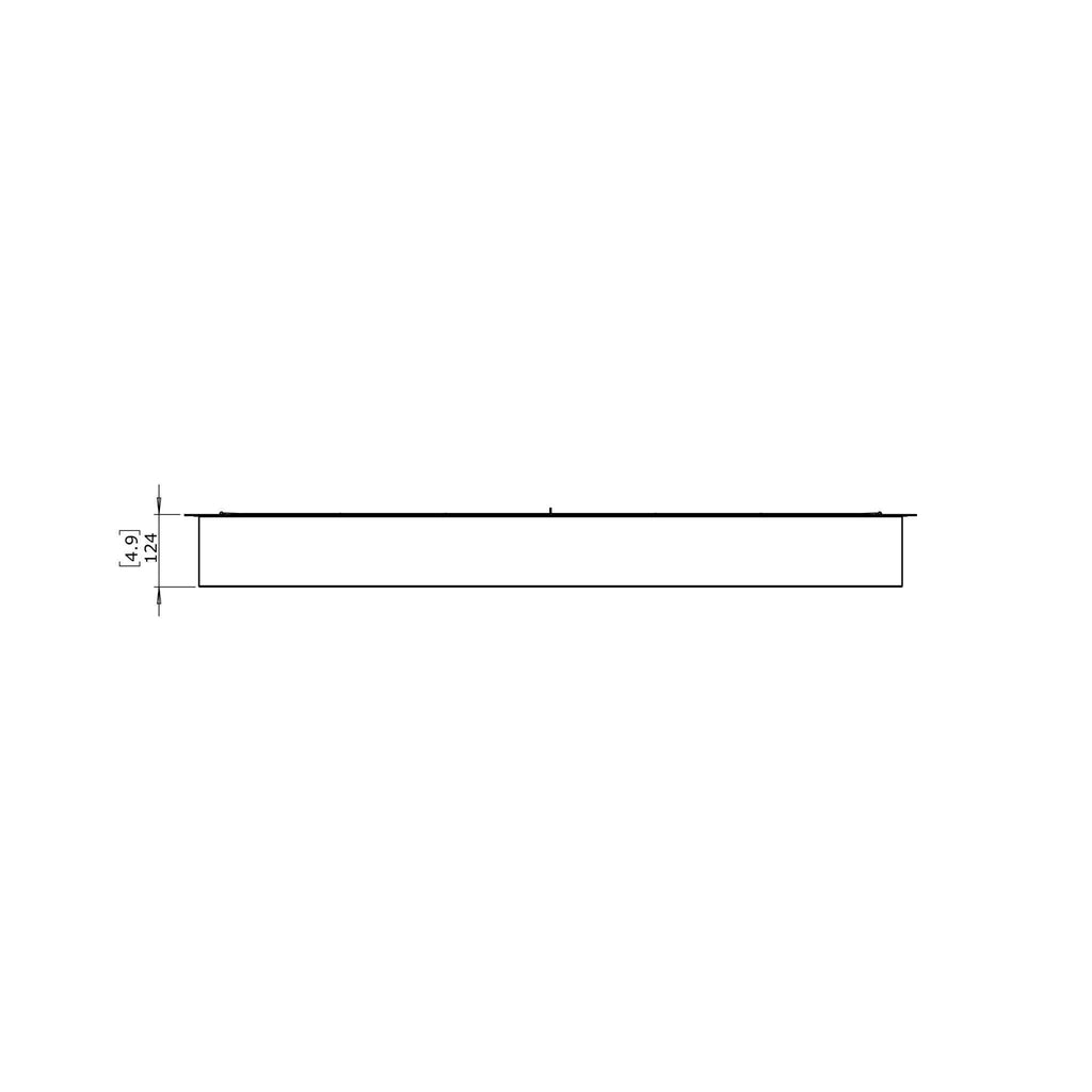 Technical line drawing of the EcoSmart Fire XL1200 Ethanol Burner showing a side profile with a 124mm height dimension.