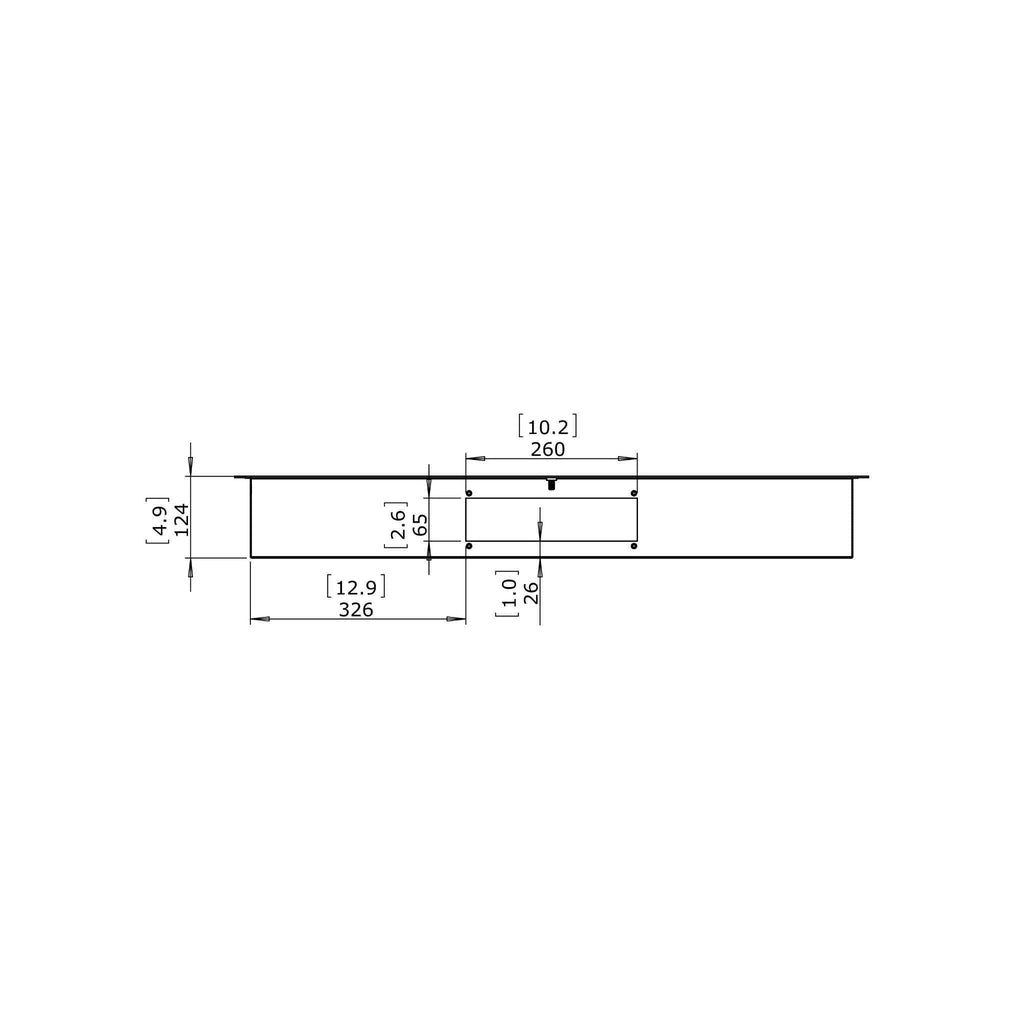Technical line drawing of the EcoSmart Fire XL900 Ethanol Burner showing side profile dimensions in black and white.