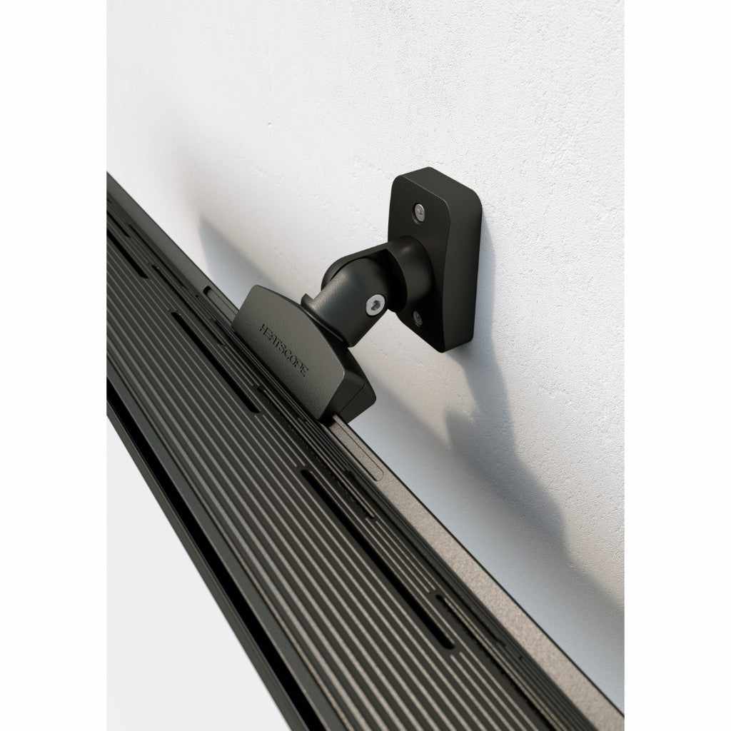 Heatscope Heaters Pure 3000W electric radiant heater in black, mounted to a white wall with an adjustable bracket.