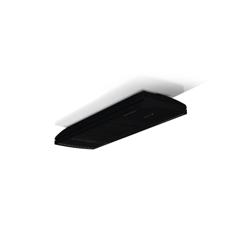 Heatscope Heaters Spot 1600W electric radiant heater in matte black, mounted horizontally on a white ceiling.