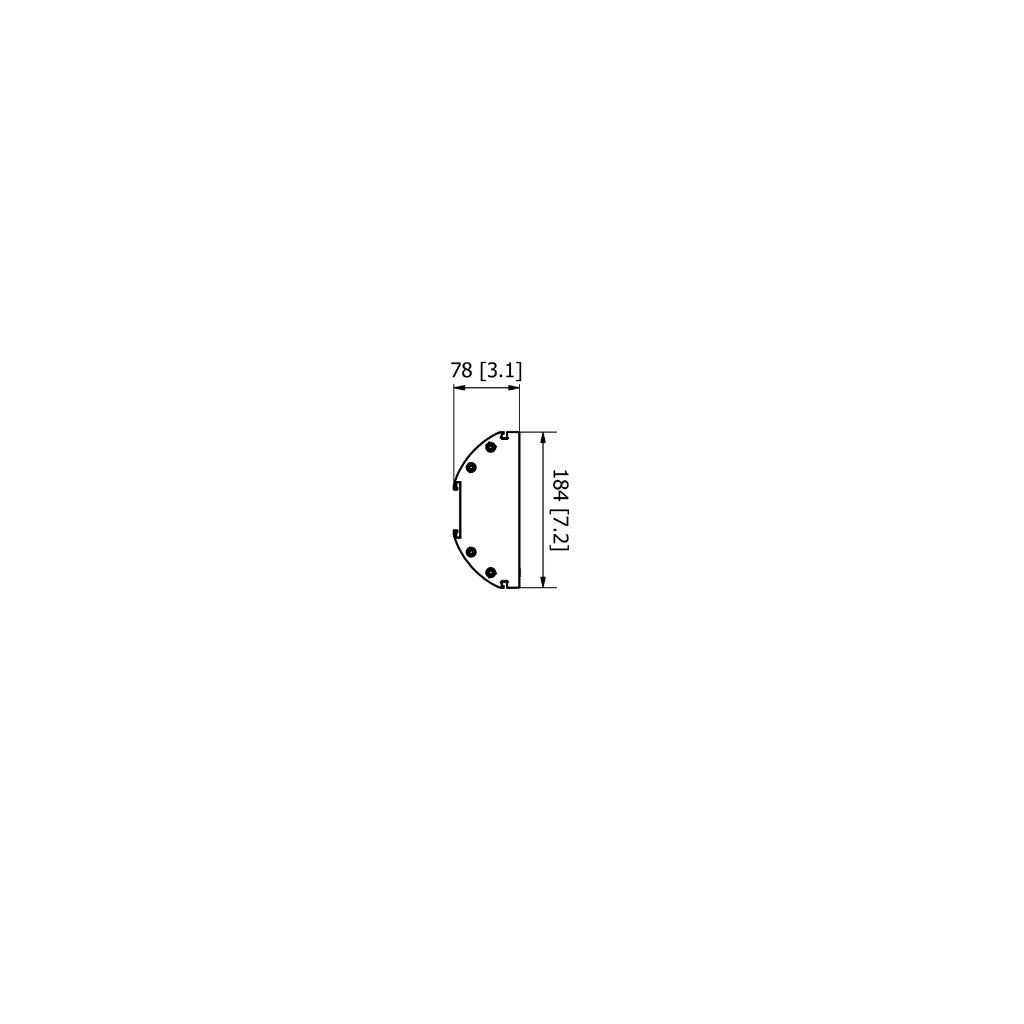 Technical line drawing showing the side profile dimensions of a Heatscope Heaters Spot 1600W electric radiant heater.