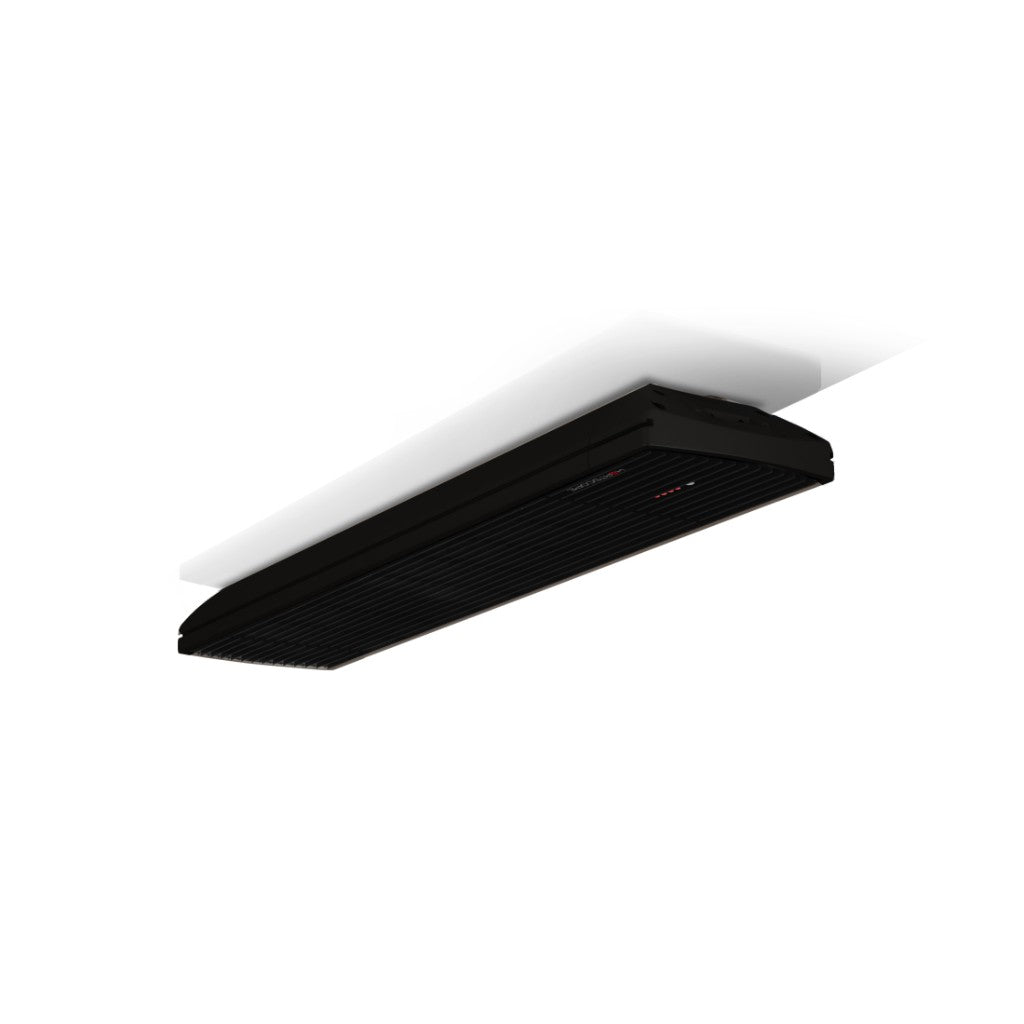 Heatscope Heaters Spot 2800W electric radiant heater in matte black, mounted horizontally on a white ceiling.