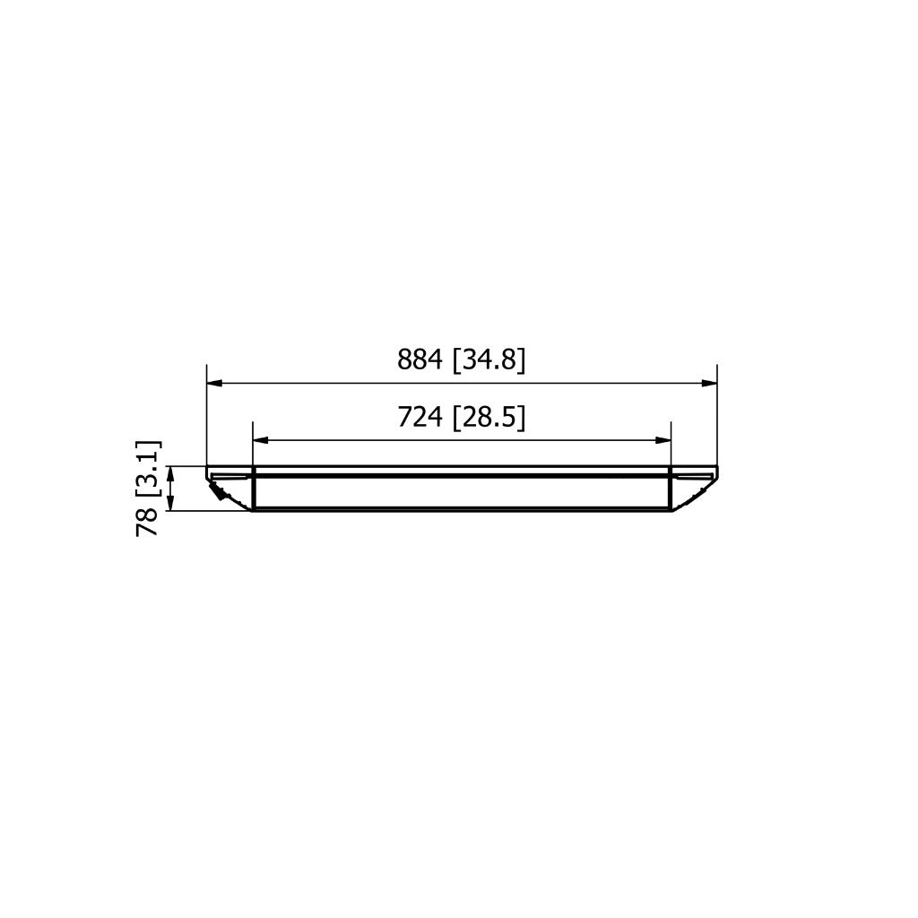 Technical line drawing of the Heatscope Heaters Spot 2800W showing dimensions in millimetres and inches.