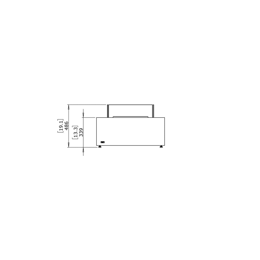 EcoSmart Fire Base 30 bioethanol fire pit table technical line drawing showing front elevation and height dimensions.