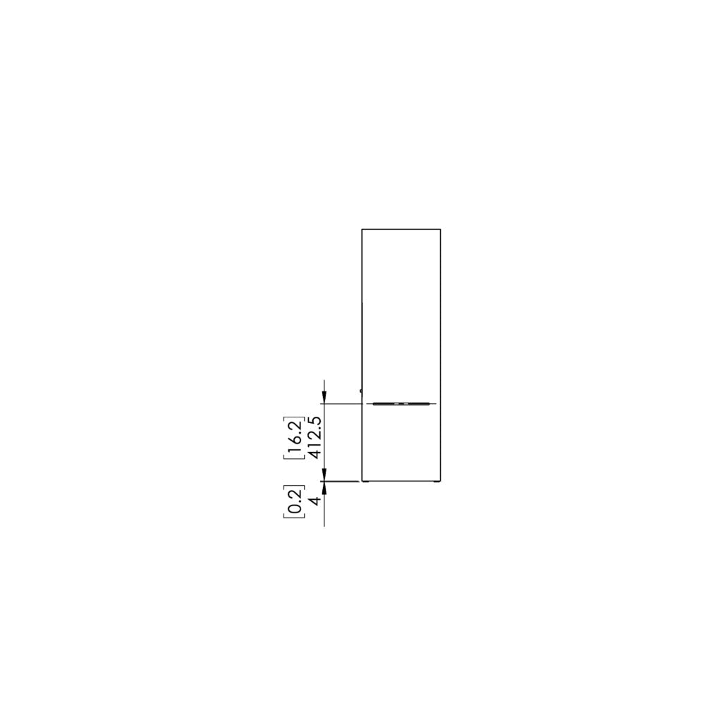 EcoSmart Fire BE Bioethanol Designer Fireplace technical line drawing showing side profile dimensions in millimetres.