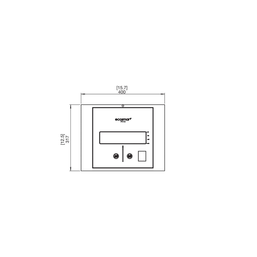 Technical line drawing of the EcoSmart Fire BK5 ethanol burner showing dimensions of 400mm by 317mm.