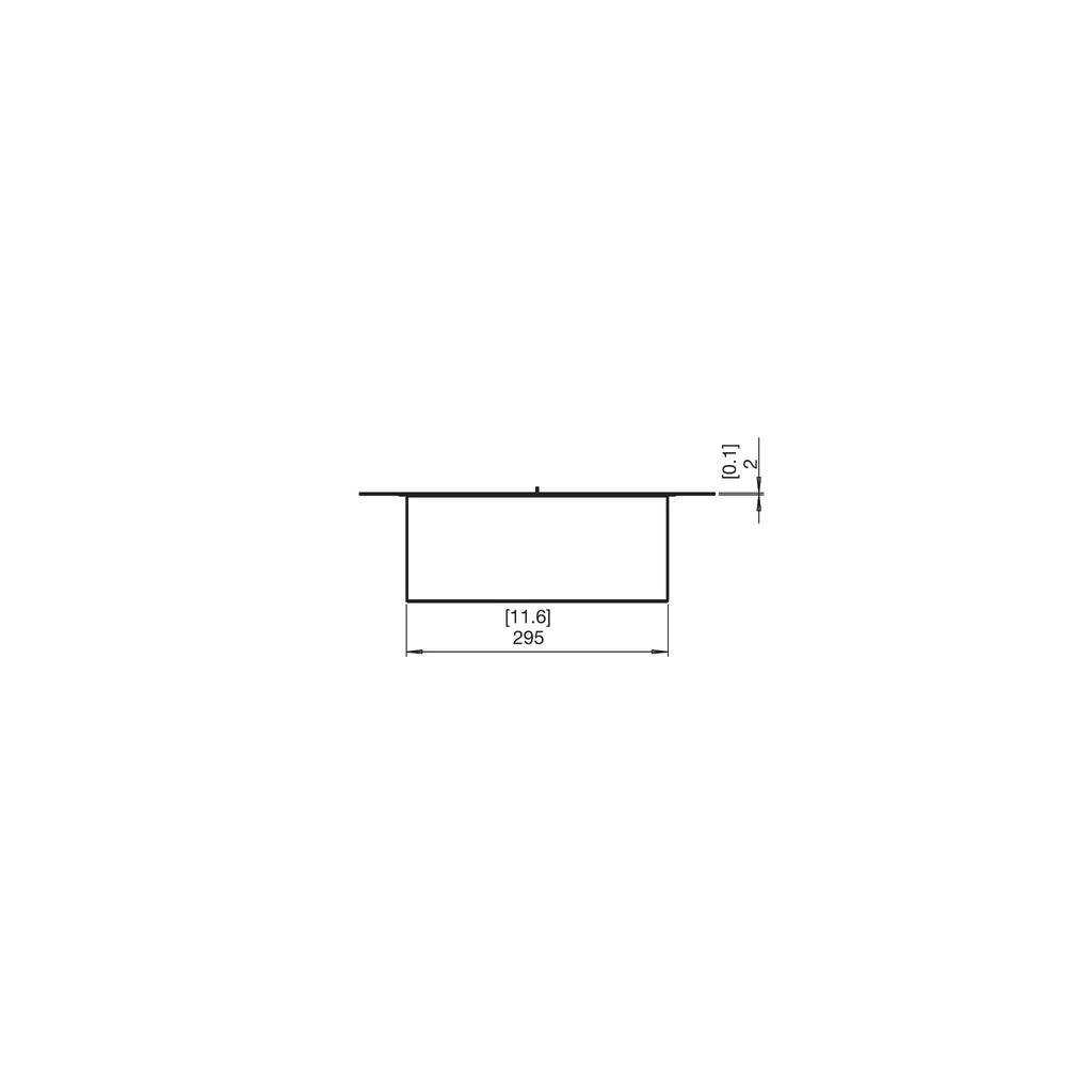 Technical line drawing of the EcoSmart Fire BK5 Ethanol Burner showing a 295mm width and 2mm top flange detail.