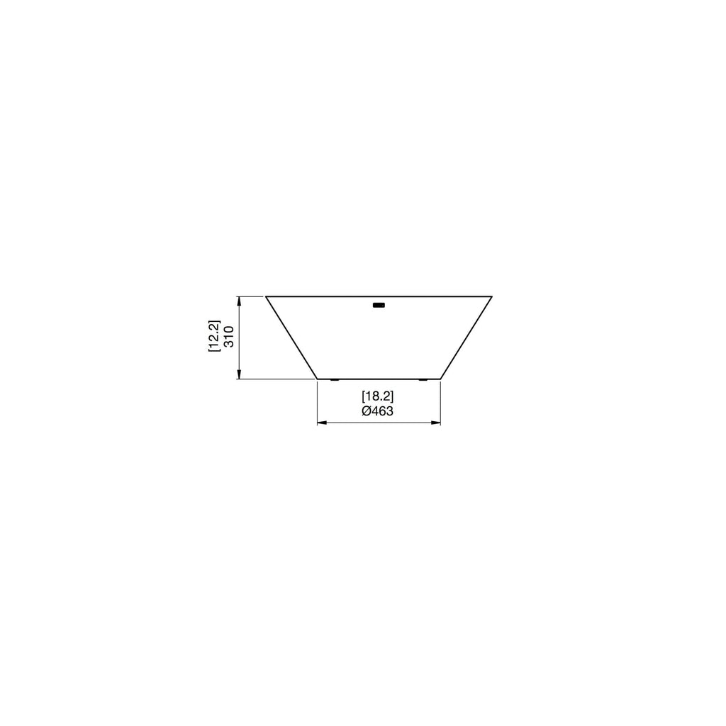Technical line drawing of the EcoSmart Fire Nova 850 Bioethanol Fire Pit Bowl showing side profile dimensions.