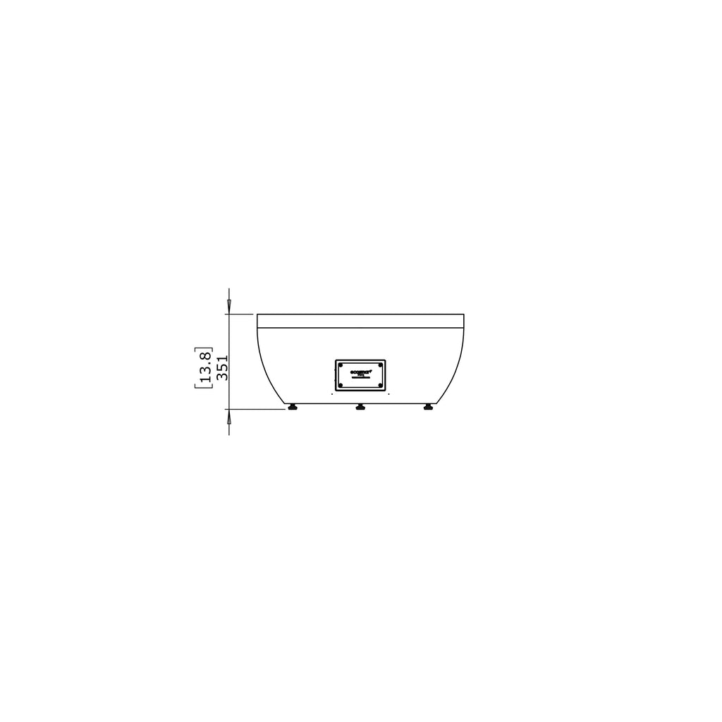 Technical line drawing of the EcoSmart Fire Pod 30 bioethanol fire pit showing side profile and height dimensions.