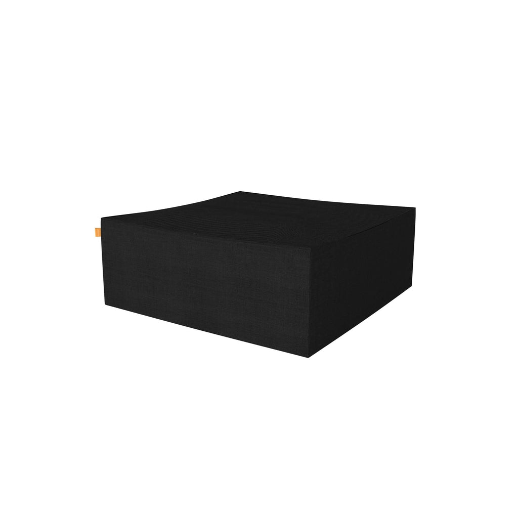 EcoSmart Fire Protective Cover in black fabric, featuring a square, low-profile design with a small orange side tag.